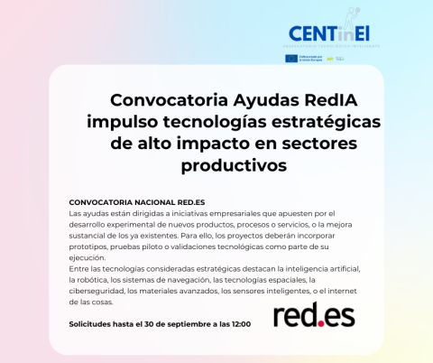Convocatoria Ayudas RedIA proyectos de I+D en IA y otras tecnologías ...