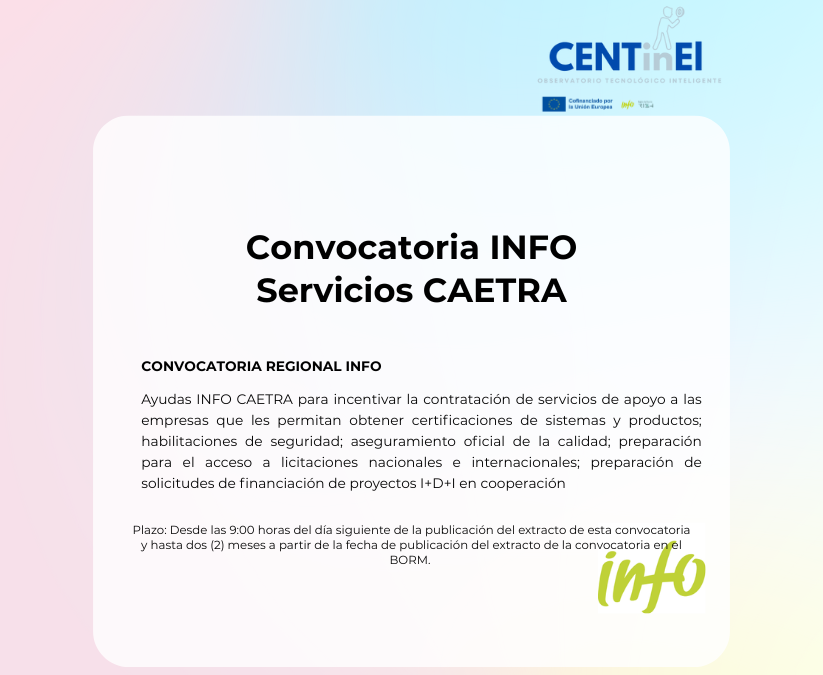 Ayudas INFO para incentivar la contratación de servicios en ámbitos de Defensa, Seguridad, Reconstrucción y Desarrollo. SERVICIOS CAETRA