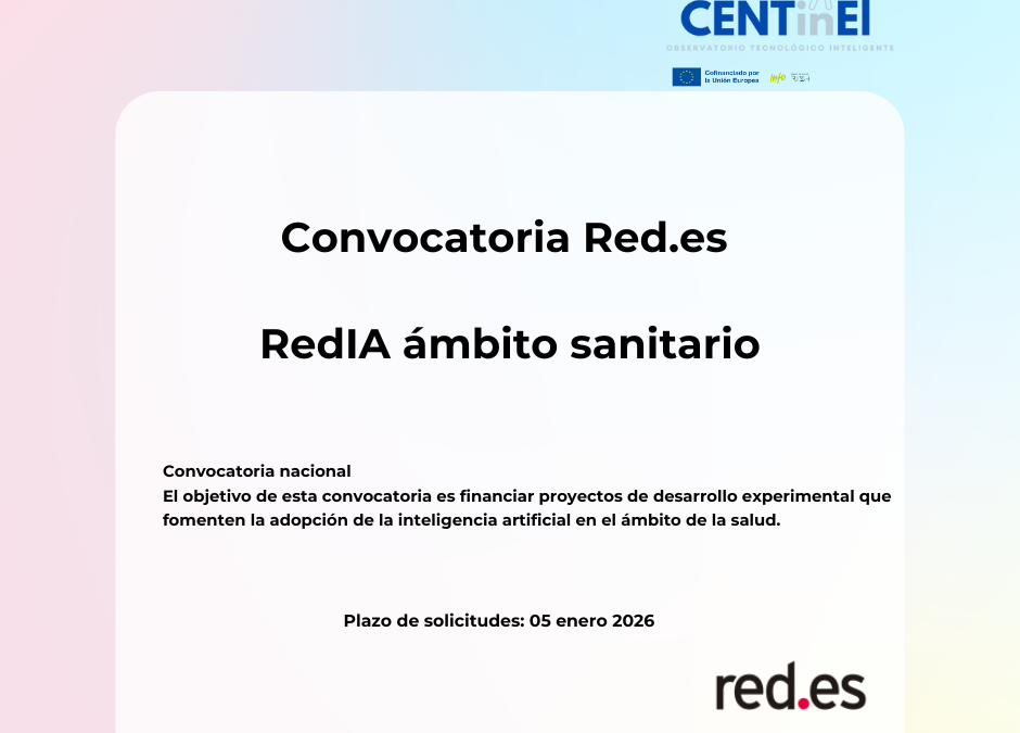Nueva convocatoria Ayudas RedIA Salud de Red.es